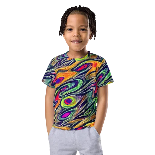 Chromatic Feather on a Kids Crew Neck T-Shirt