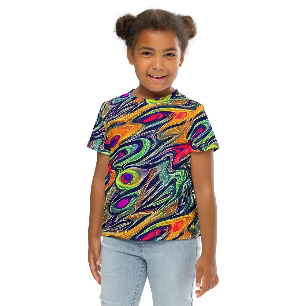 Chromatic Feather on Kids Crew Neck T-Shirt — Front