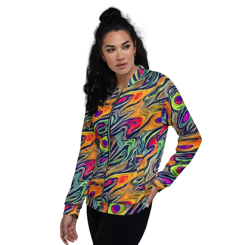Chromatic Feather on Bomber Jacket — Left