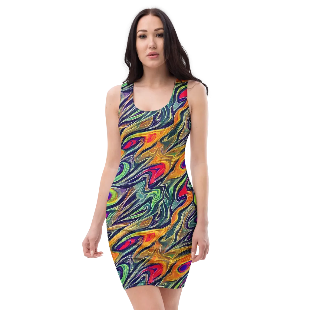 Chromatic Feather on Bodycon Dress — Front