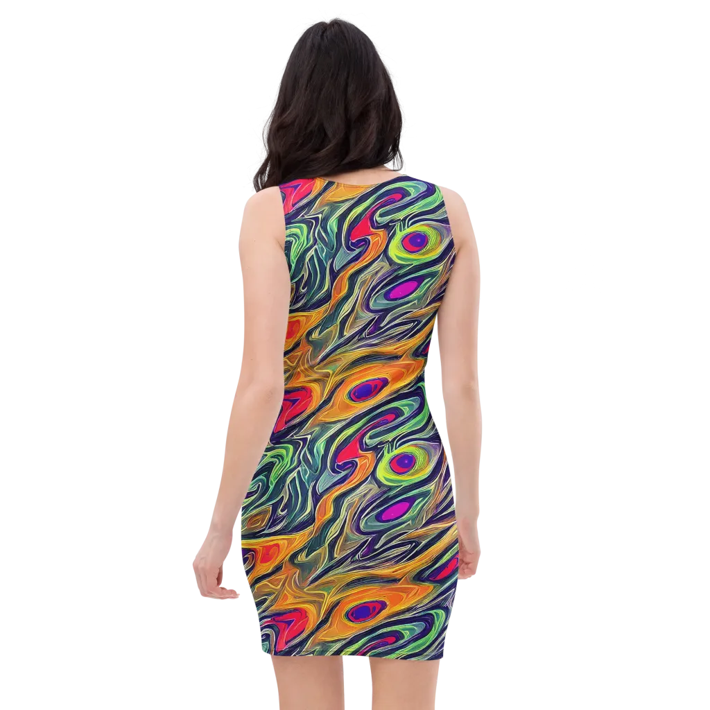 Chromatic Feather on Bodycon Dress — Back