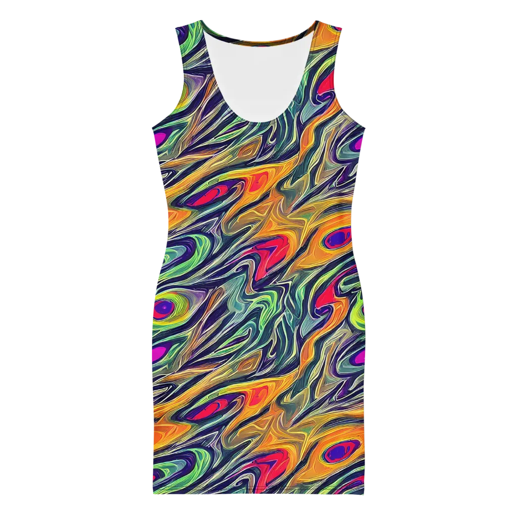 Chromatic Feather on Bodycon Dress — Front