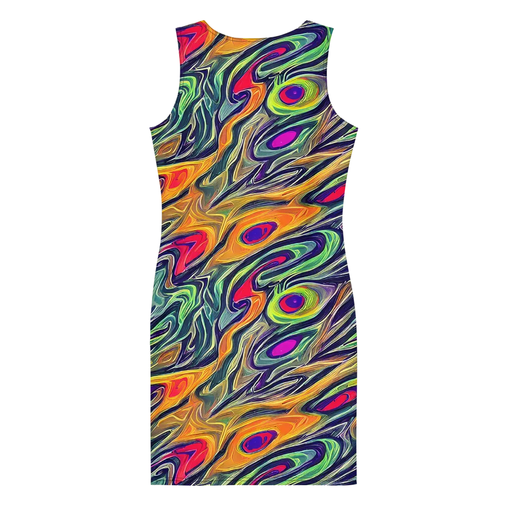 Chromatic Feather on Bodycon Dress — Back