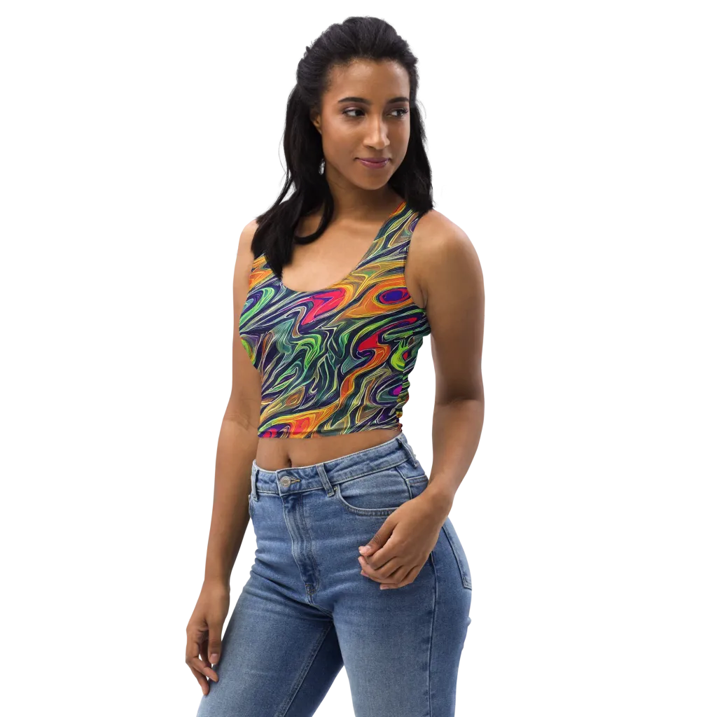 Chromatic Feather on Crop Top — Left Front