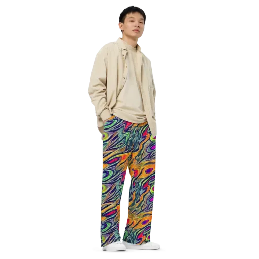 Chromatic Feather on a Wide-Leg Pants
