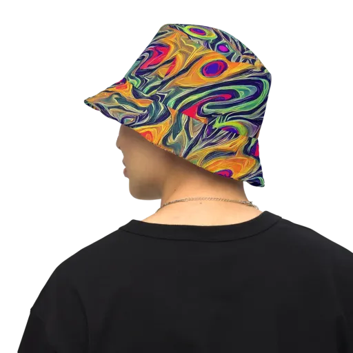 Chromatic Feather on a Reversible Bucket Hat