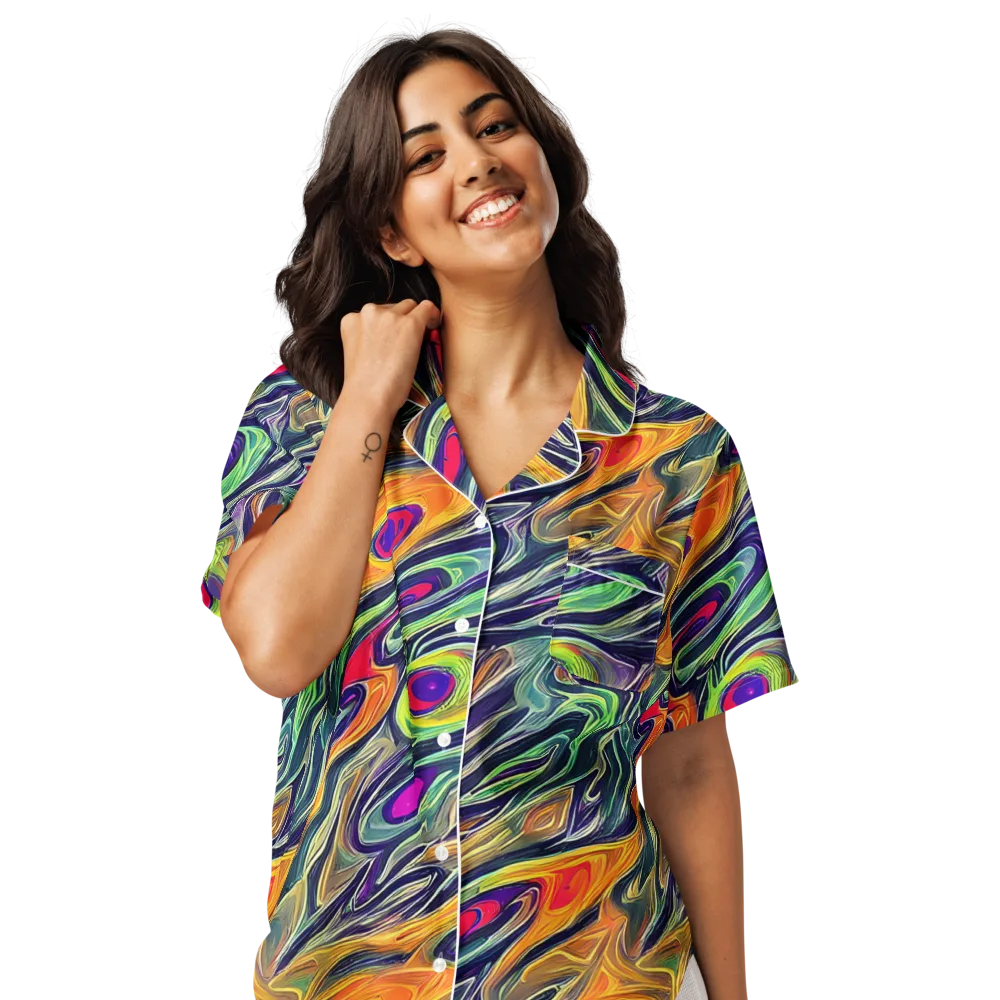Chromatic Feather on Women's Short Sleeve Pajama Top — Front