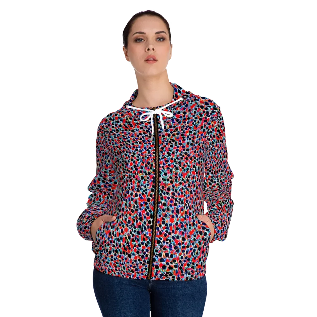 Color Circuit on Women's Full-Zip Hoodie — Front On Person