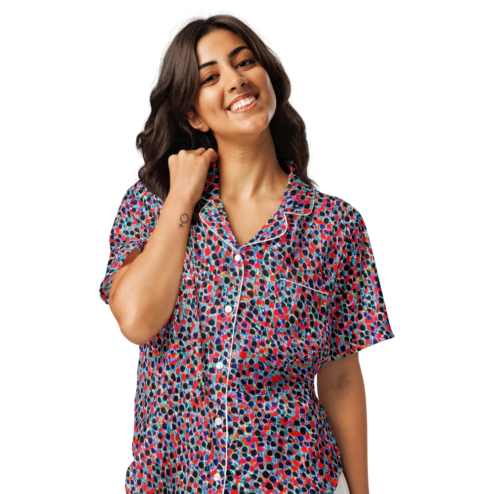 Color Circuit on Women's Short Sleeve Pajama Top — Front
