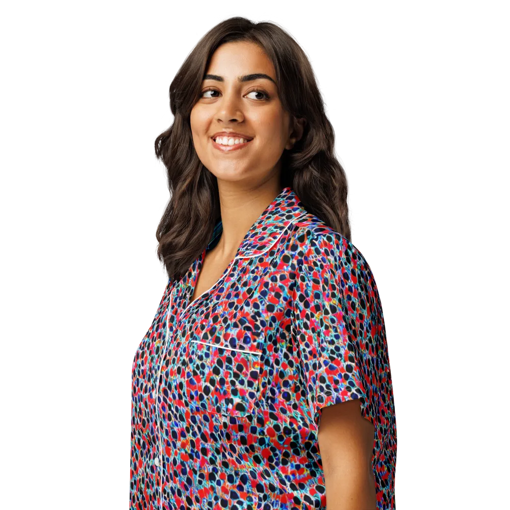 Color Circuit on Women's Short Sleeve Pajama Top — Left Front