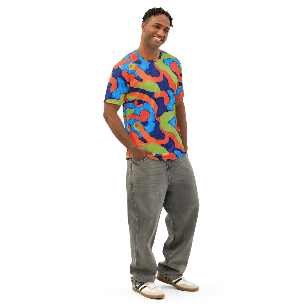 Prism Melt on Men's Cotton Crew Neck T-Shirt — Right Front