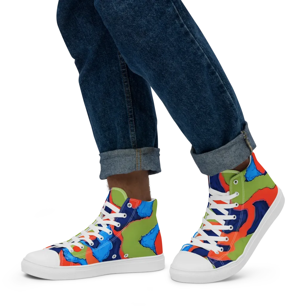 Prism Melt on Men's High Top Canvas Shoes — Left