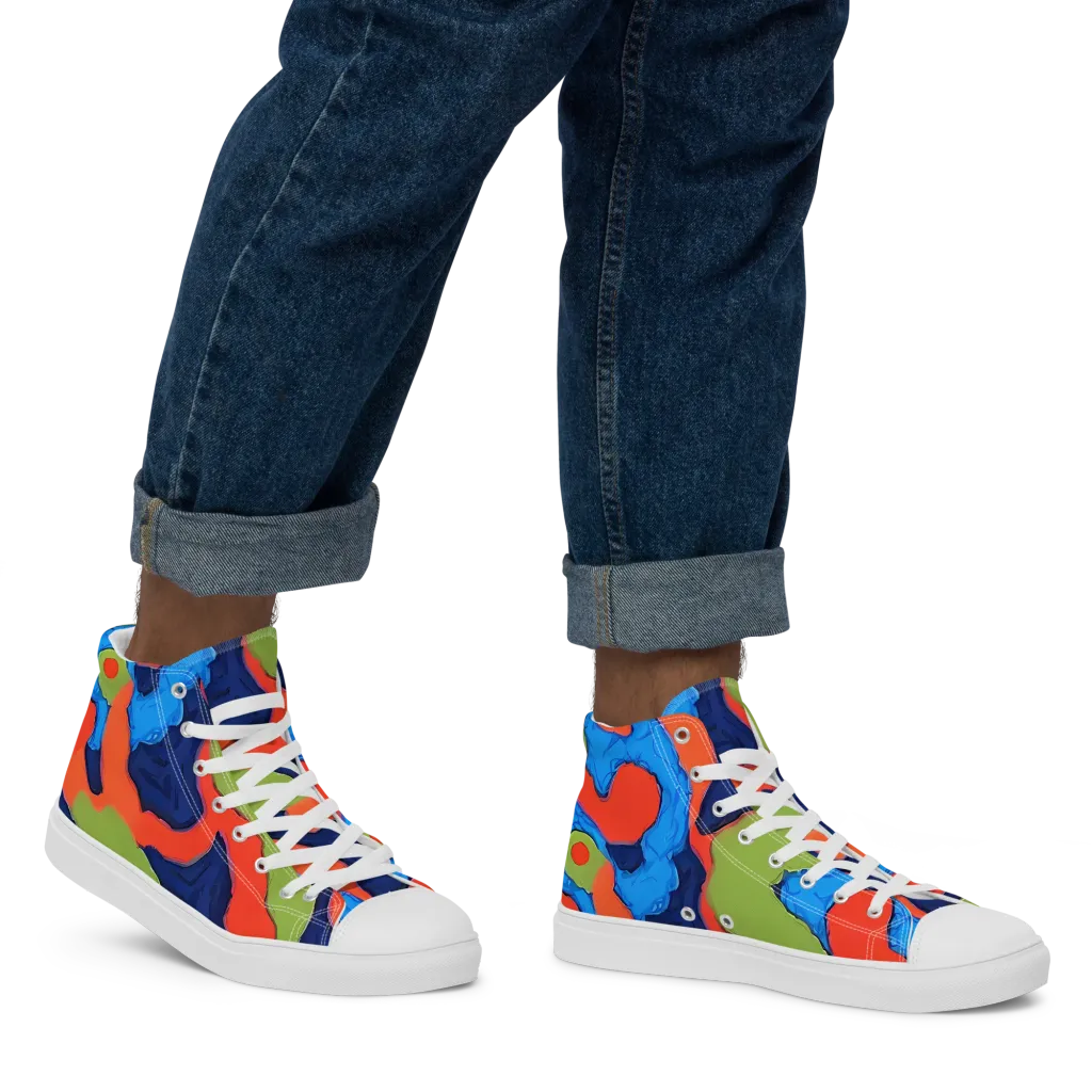 Prism Melt on Men's High Top Canvas Shoes — Right