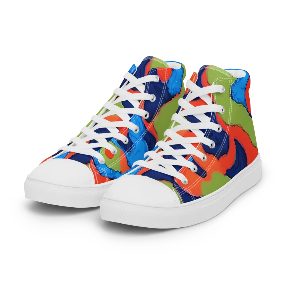 Prism Melt on Women's High Top Canvas Shoes — Left Front