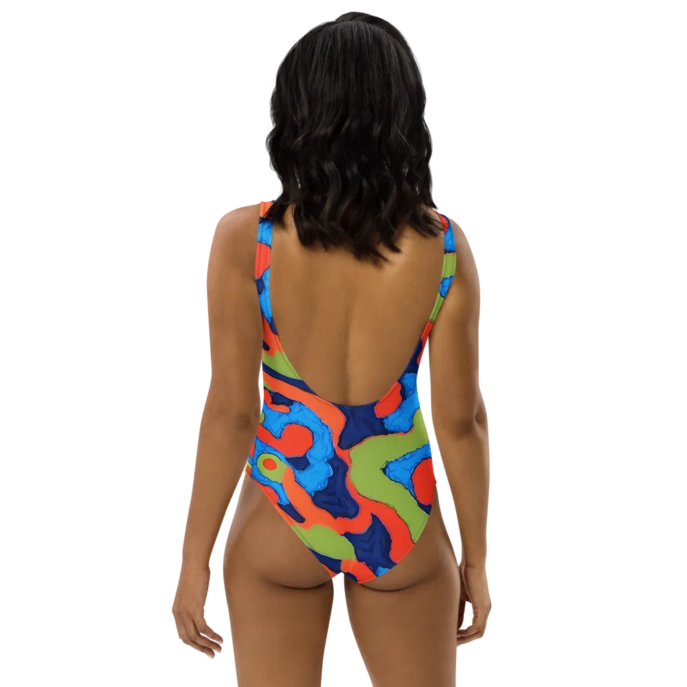 Prism Melt on One-Piece Swimsuit — Back