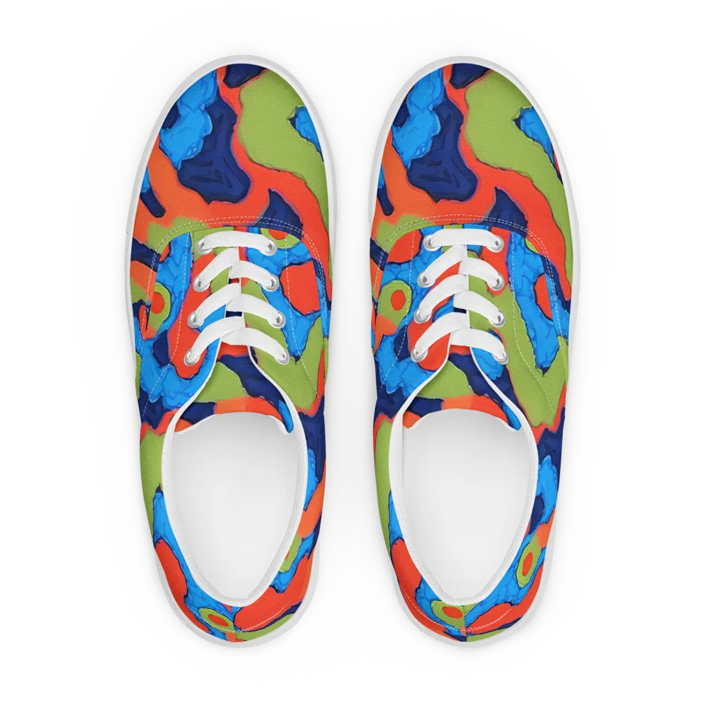 Prism Melt on Men's Lace-Up Canvas Shoes — Front