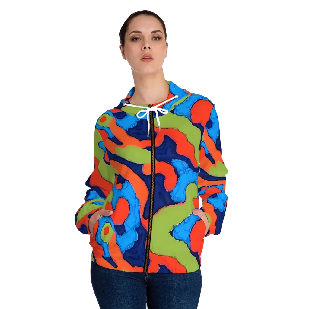 Prism Melt on Women's Full-Zip Hoodie — Front On Person