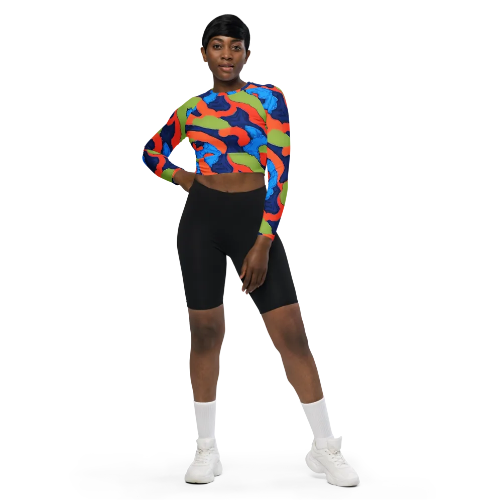 Prism Melt on Long Sleeve Crop Top — Front