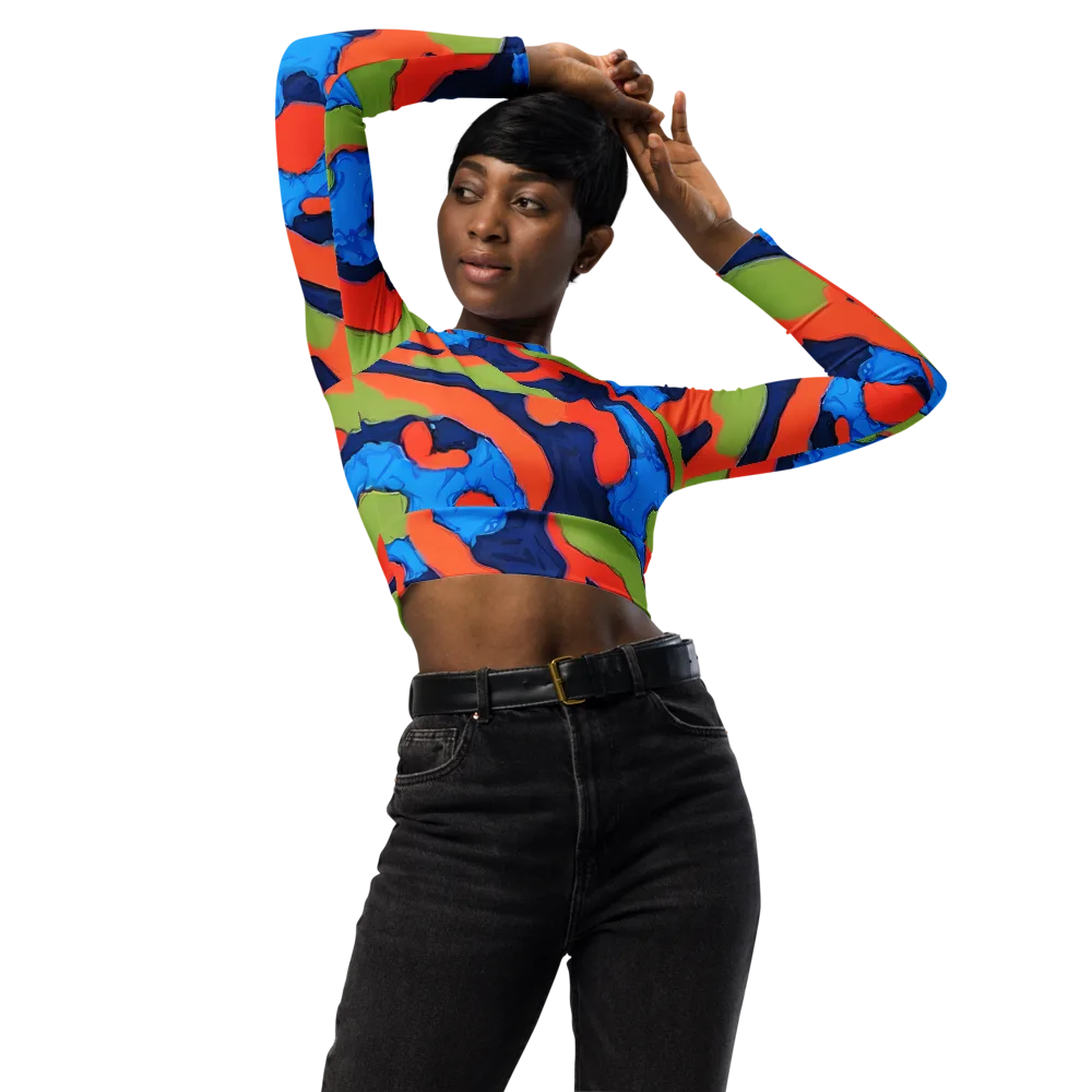 Prism Melt on Long Sleeve Crop Top — Front