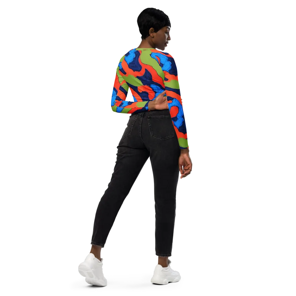Prism Melt on Long Sleeve Crop Top — Right Back