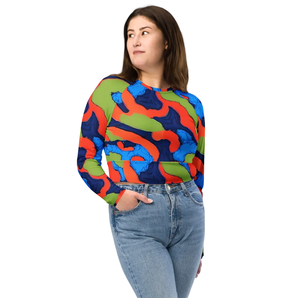 Prism Melt on Long Sleeve Crop Top — Front