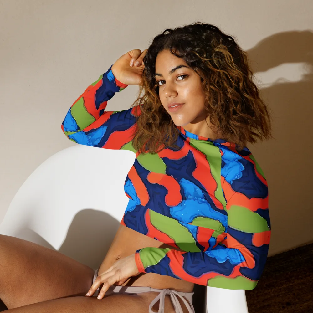 Prism Melt on Long Sleeve Crop Top — Left Front