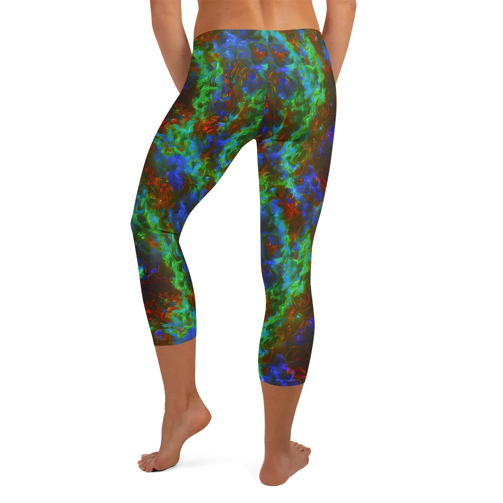 Prismatic Flame on Capri Leggings — Back