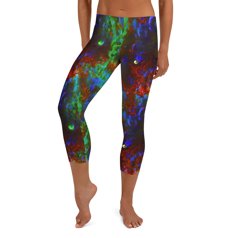Prismatic Flame on Capri Leggings — Front