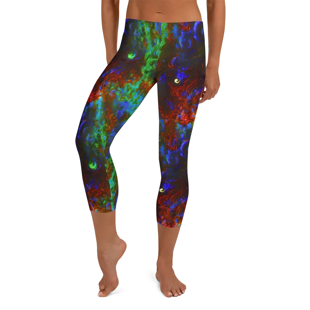 Prismatic Flame on Capri Leggings — Front