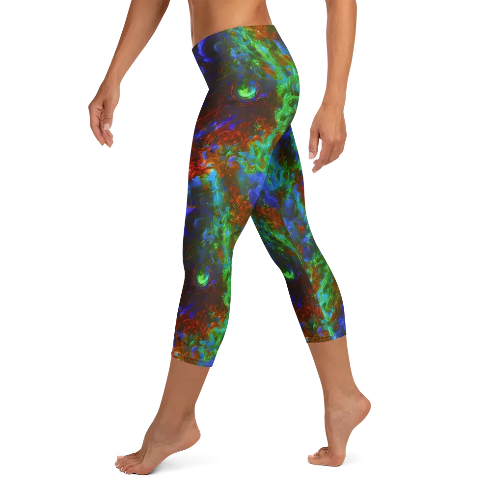 Prismatic Flame on Capri Leggings — Left