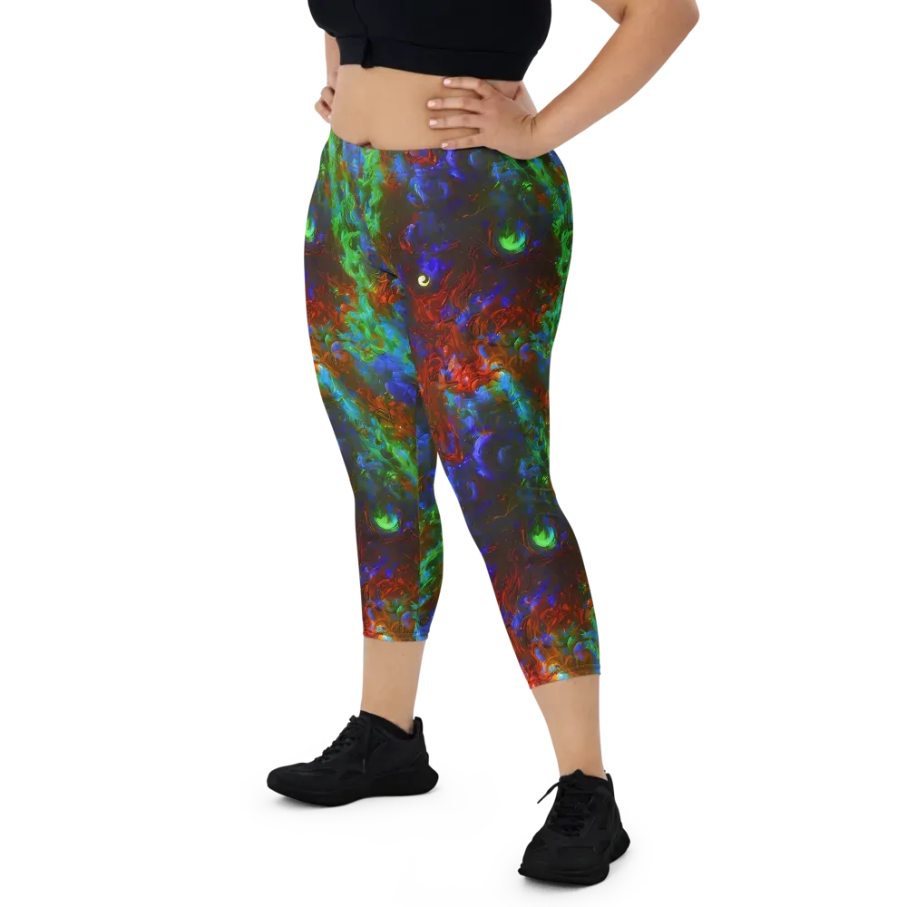 Prismatic Flame on Capri Leggings — Front