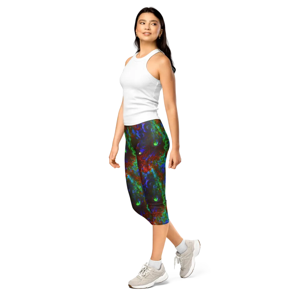 Prismatic Flame on Capri Leggings — Left Front