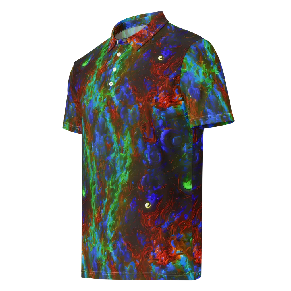 Prismatic Flame on Men's Slim Fit Polo Shirt — Left Front