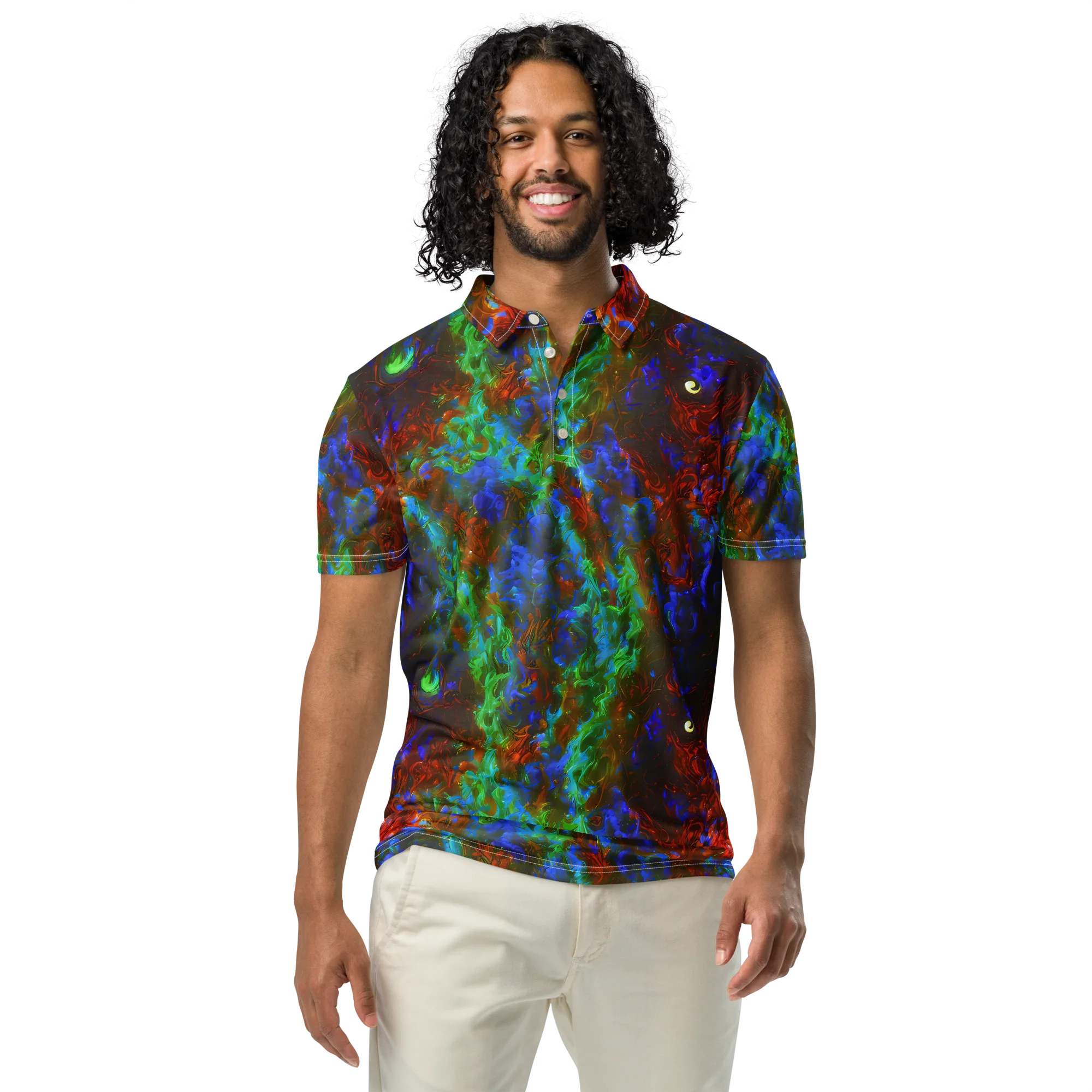 Prismatic Flame on Men's Slim Fit Polo Shirt — Front