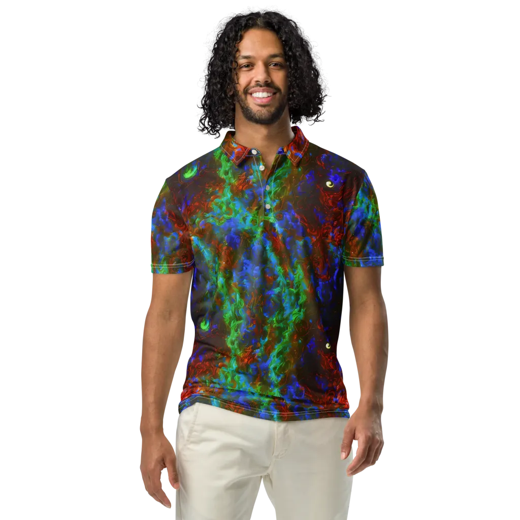 Prismatic Flame on Men's Slim Fit Polo Shirt — Front