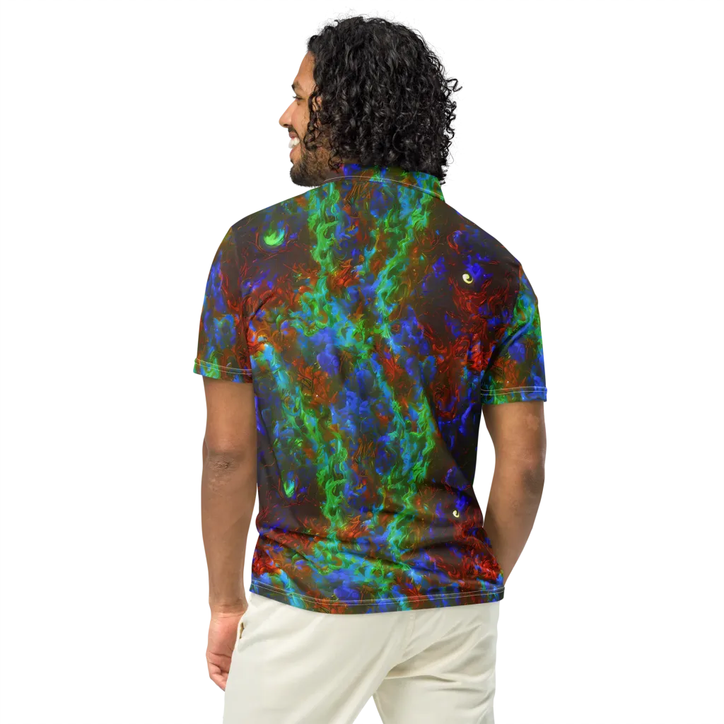 Prismatic Flame on Men's Slim Fit Polo Shirt — Back
