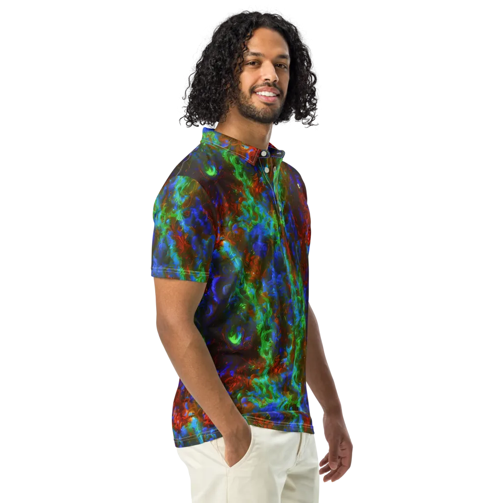 Prismatic Flame on Men's Slim Fit Polo Shirt — Right Front