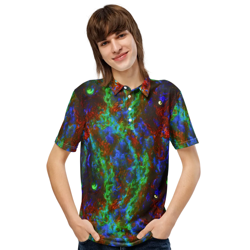Prismatic Flame on Men's Slim Fit Polo Shirt — Front