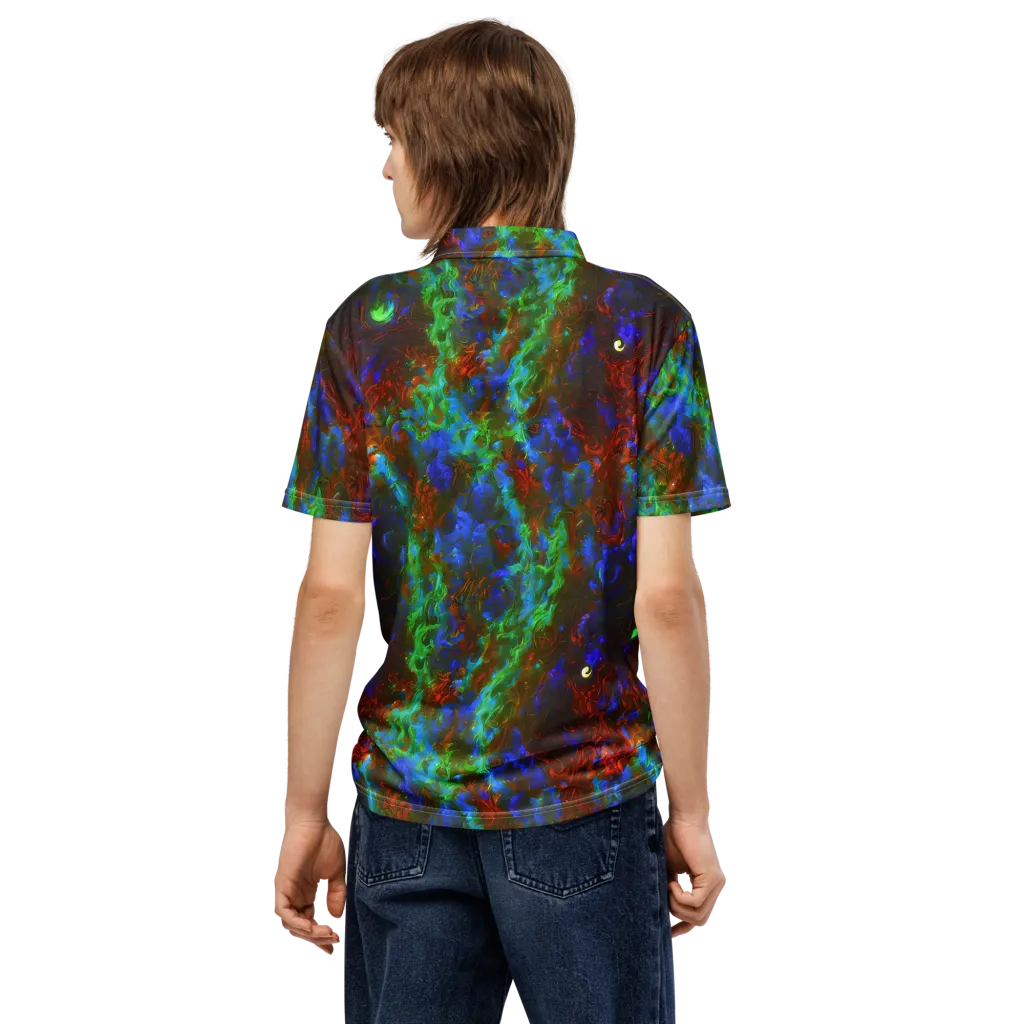 Prismatic Flame on Men's Slim Fit Polo Shirt — Back