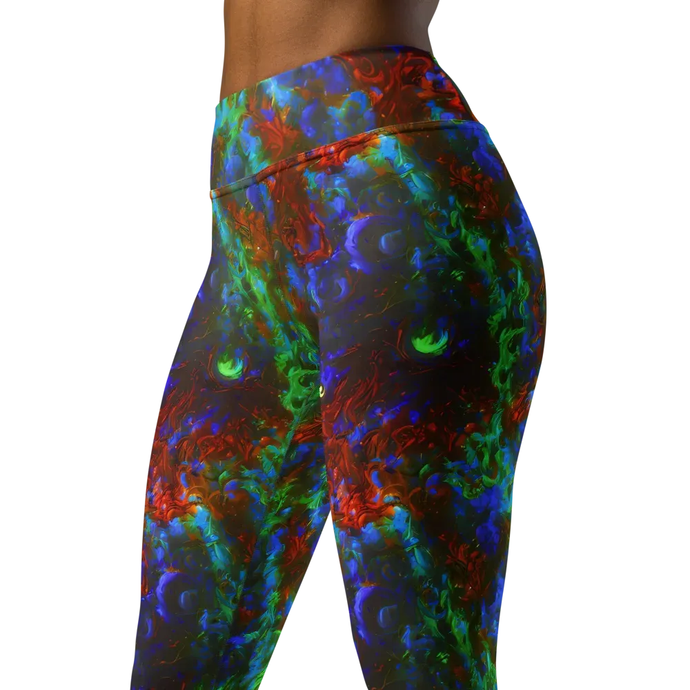 Prismatic Flame on Yoga Leggings — Left Front