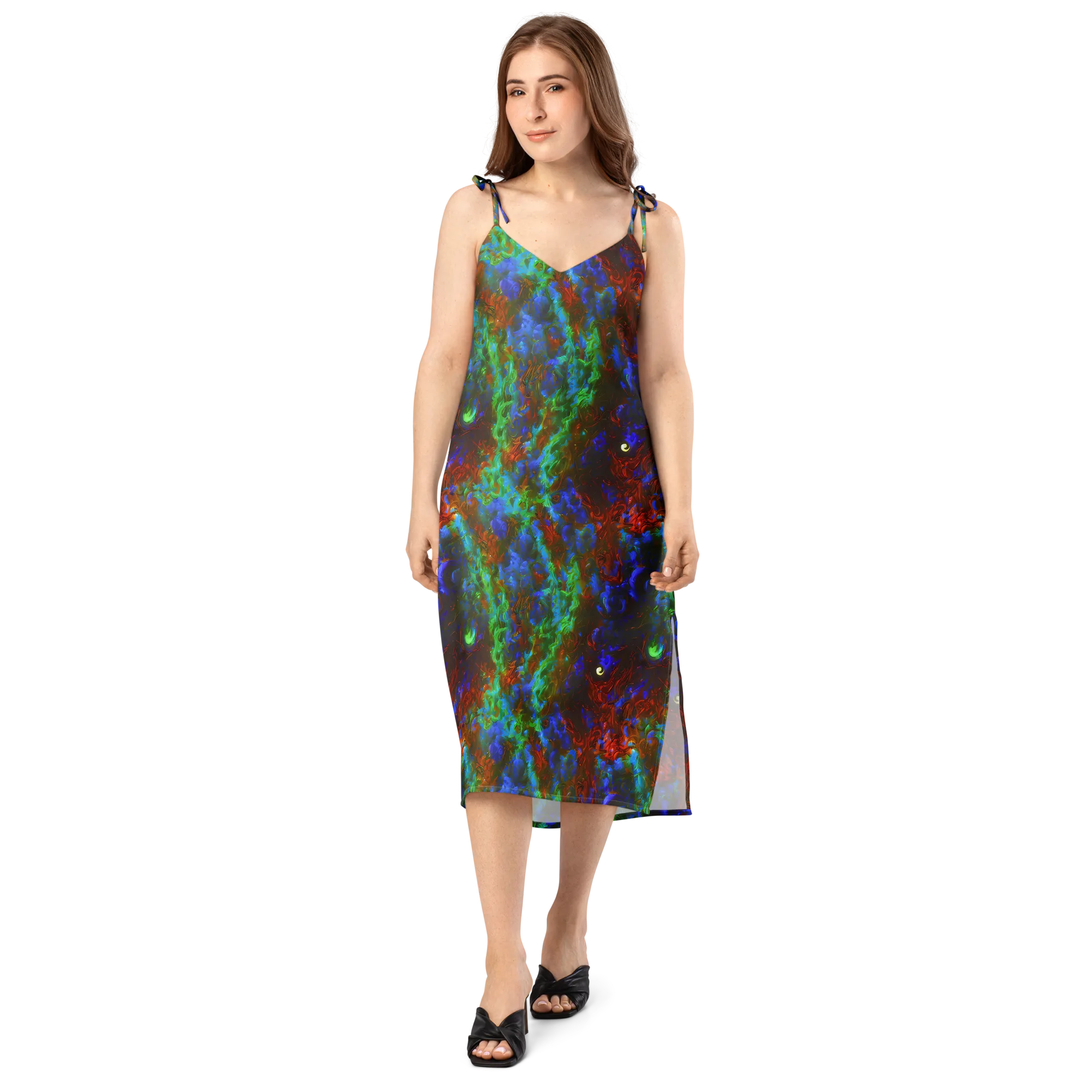 Prismatic Flame on Slip Dress — Front