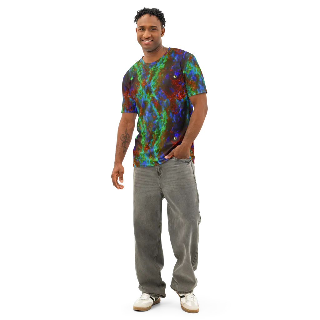 Prismatic Flame on Men's Cotton Crew Neck T-Shirt — Front