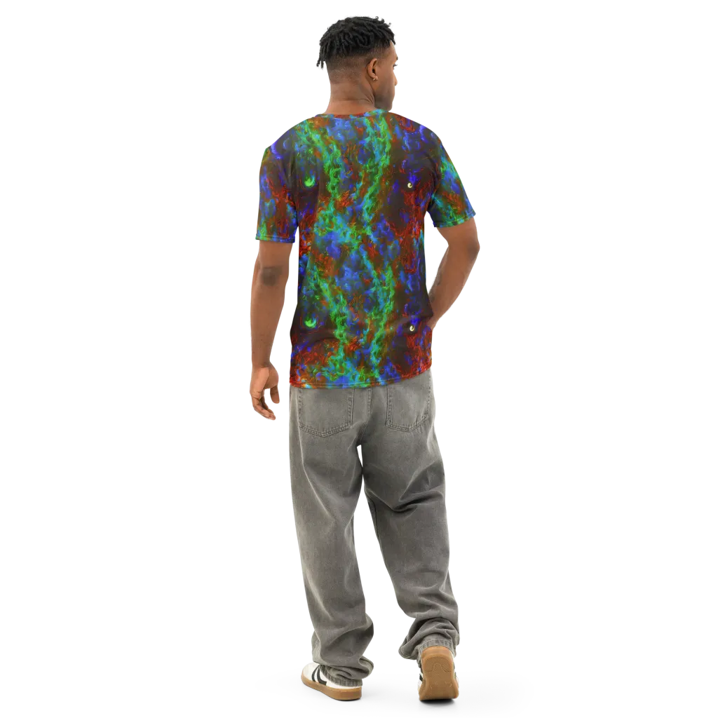 Prismatic Flame on Men's Cotton Crew Neck T-Shirt — Back
