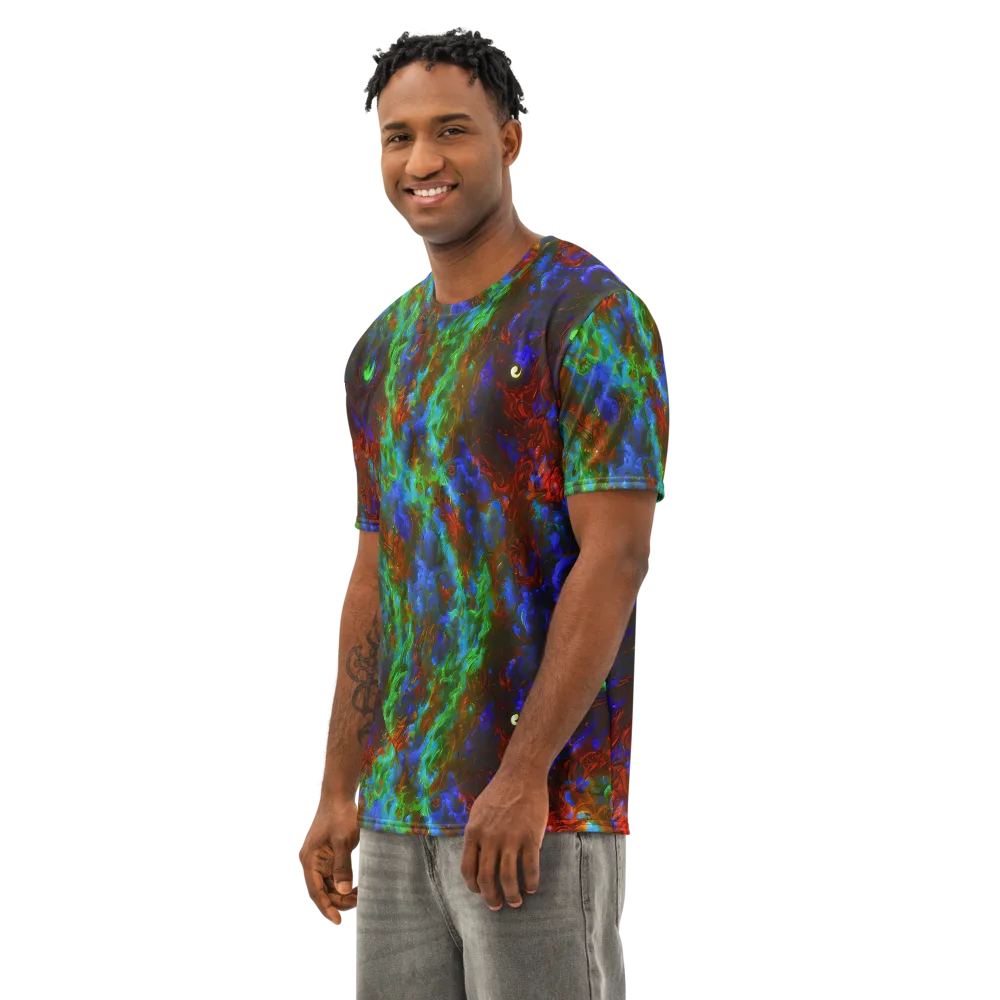 Prismatic Flame on Men's Cotton Crew Neck T-Shirt — Left Front