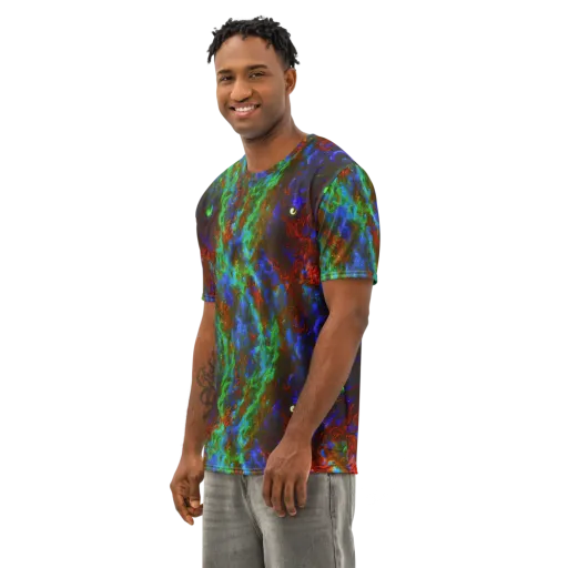 Prismatic Flame on a Men's Cotton Crew Neck T-Shirt