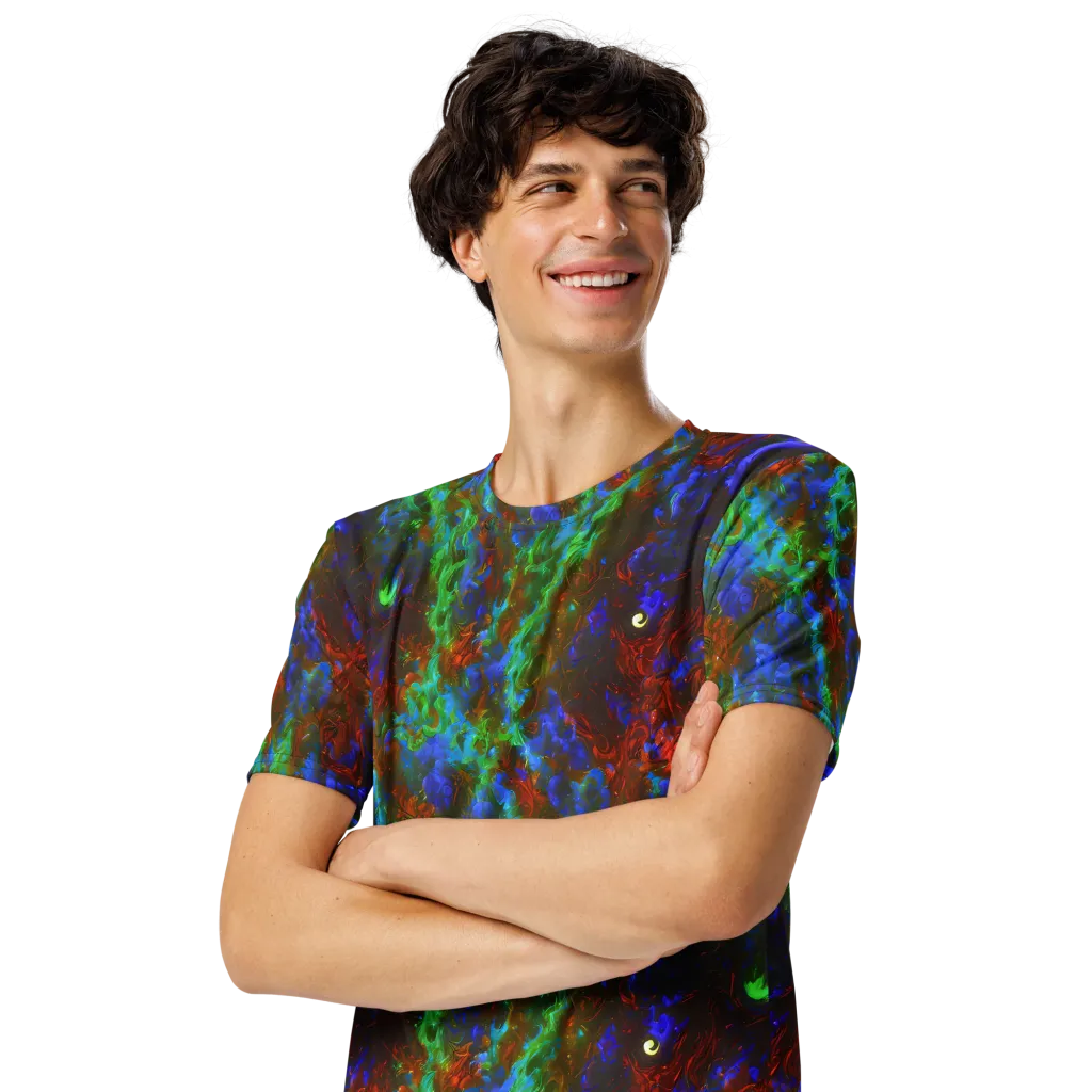 Prismatic Flame on Men's Crew Neck T-Shirt — Left Front
