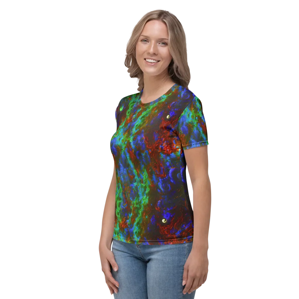 Prismatic Flame on Women's Crew Neck T-Shirt — Left