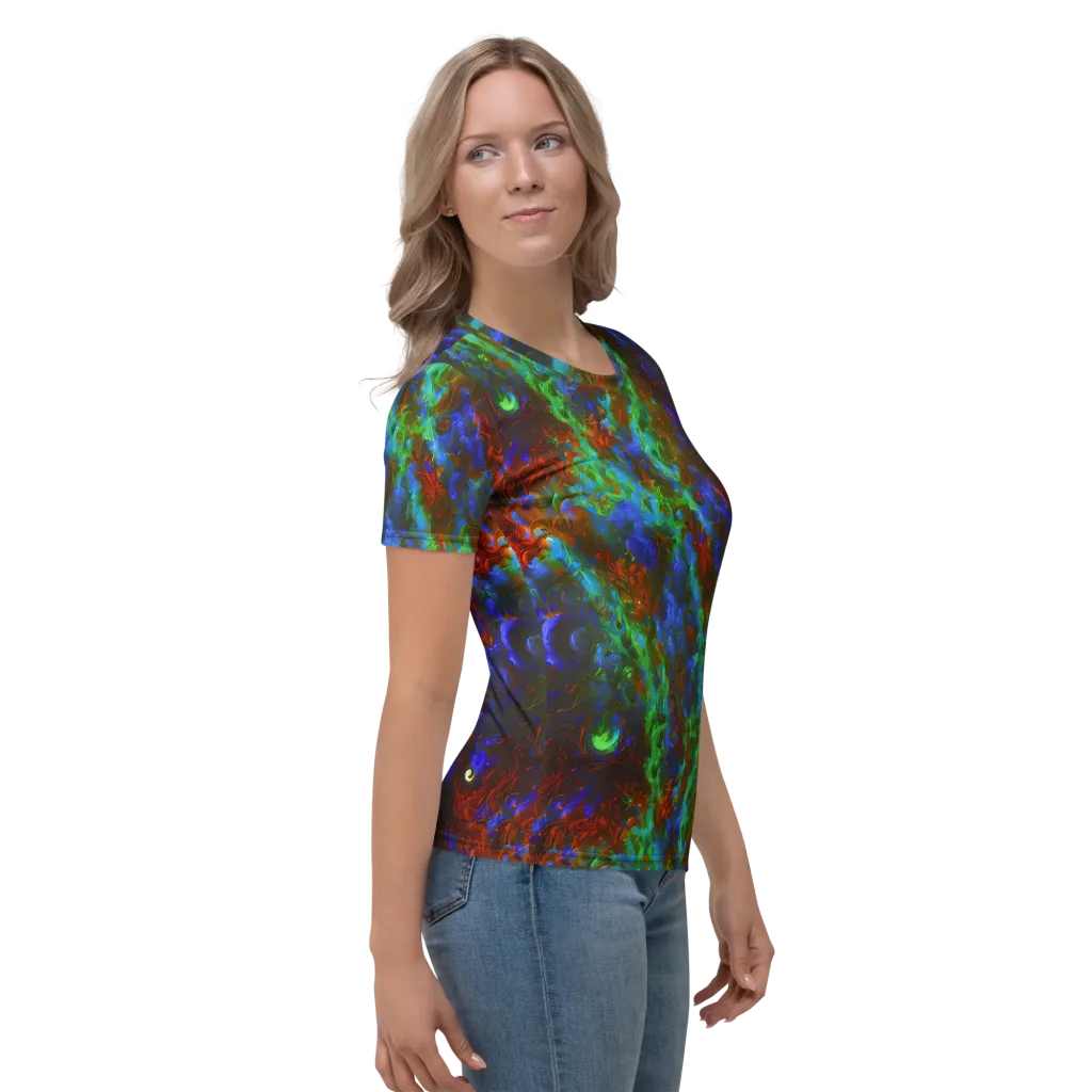 Prismatic Flame on Women's Crew Neck T-Shirt — Right