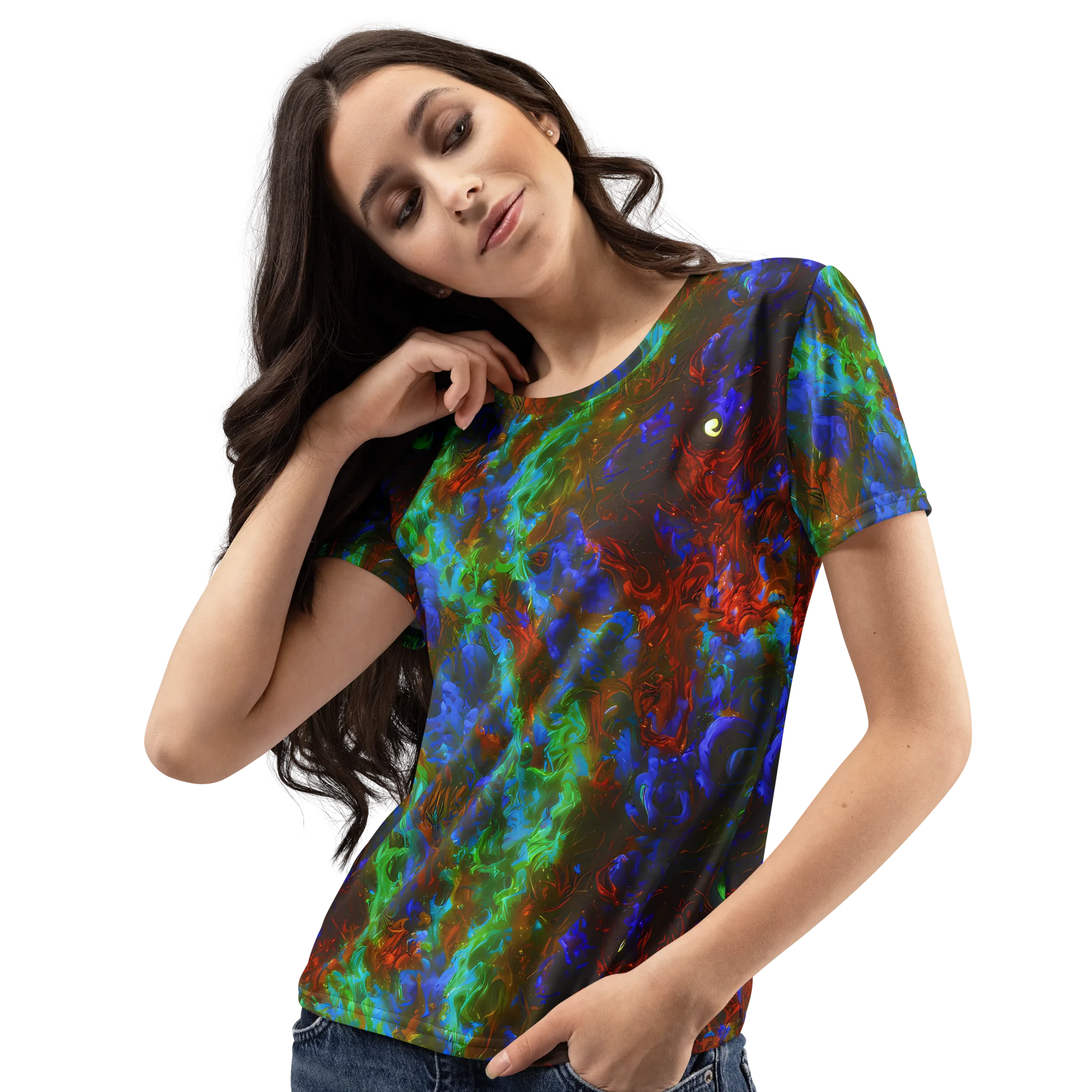 Prismatic Flame on Women's Crew Neck T-Shirt — Left Front