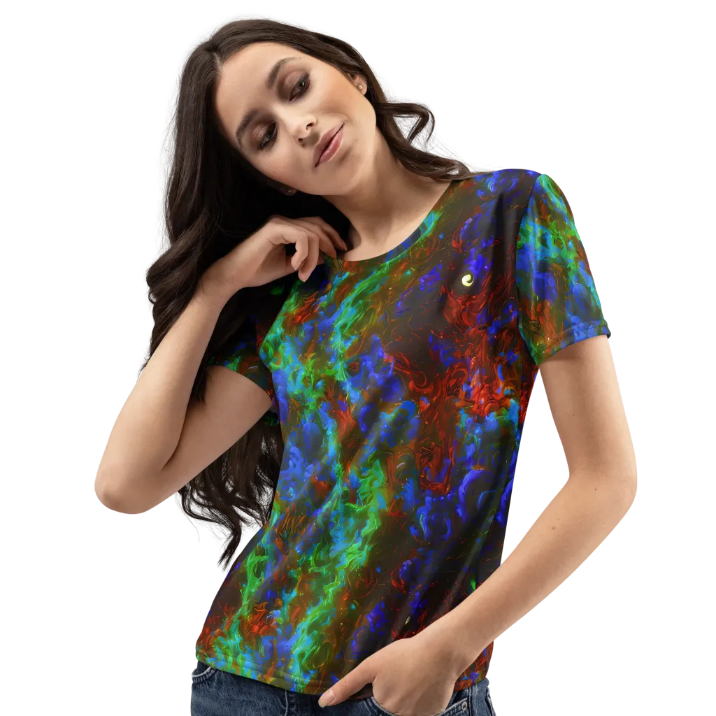 Prismatic Flame on Women's Crew Neck T-Shirt — Left Front